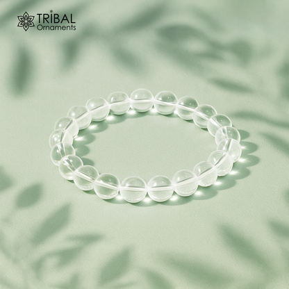 8 MM clear quartz natural crystal stone beaded handmade bracelet, customized unisex Jewelry, stnbr148 - TRIBAL ORNAMENTS