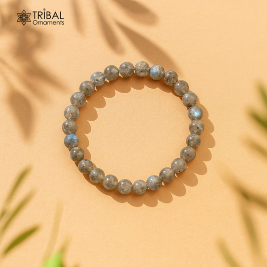 8 MM labradorite natural stone beaded handmade bracelet, customized unisex Jewelry, stnbr138 - TRIBAL ORNAMENTS