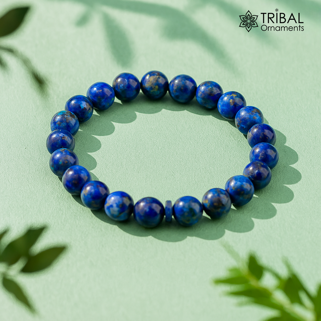 8 MM lapis lazuli natural crystal stone beaded handmade bracelet, customized unisex Jewelry,stnbr152 - TRIBAL ORNAMENTS