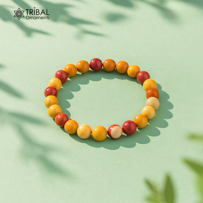 8 MM mookaite natural stone beaded handmade bracelet, customized unisex Jewelry, stnbr150 - TRIBAL ORNAMENTS