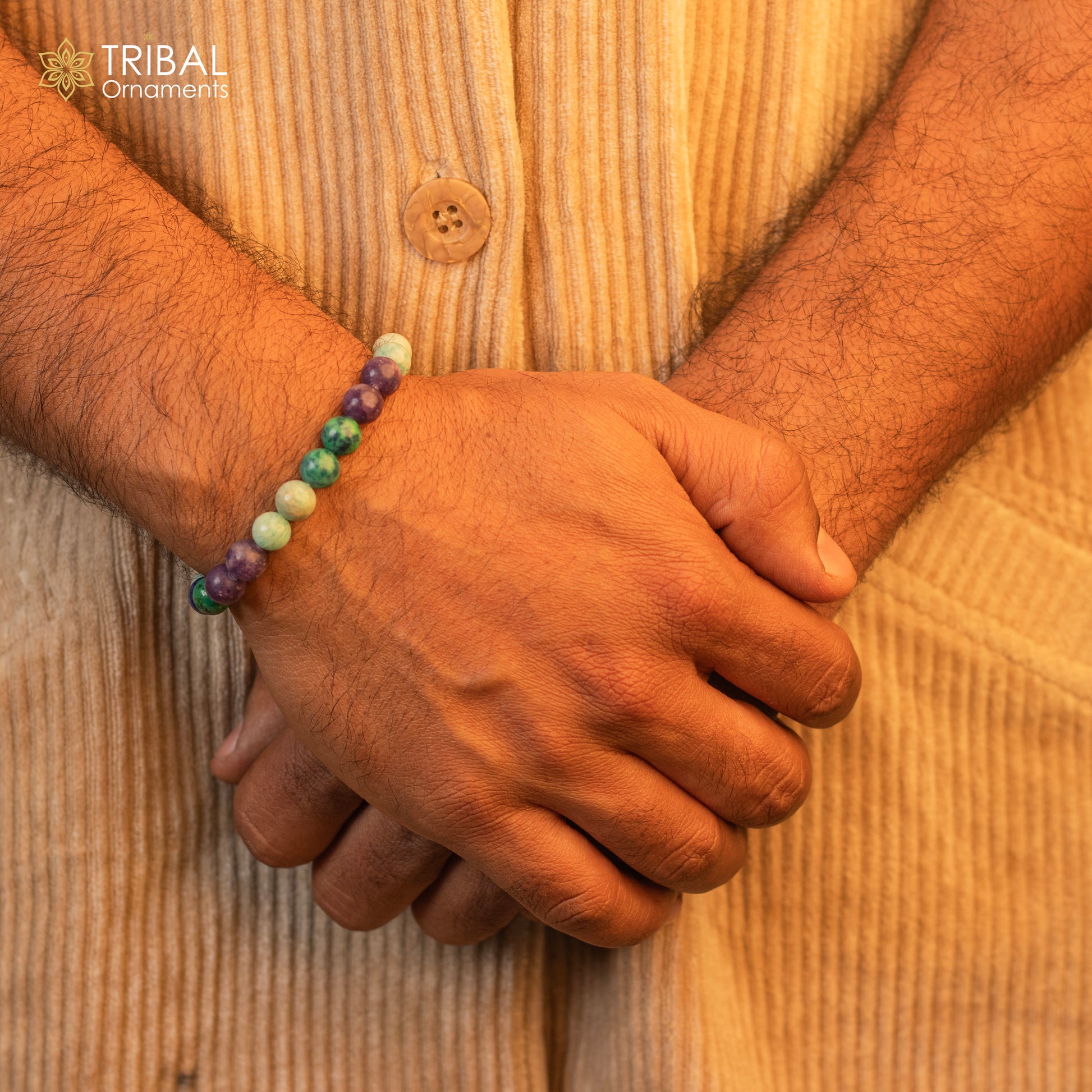 8 MM multi fluorite natural crystal stone beaded handmade bracelet, customized unisex Jewelry, stnbr166 - TRIBAL ORNAMENTS