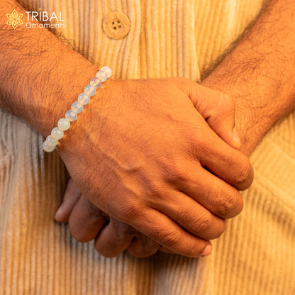 8 MM Opalite natural stone beaded handmade bracelet customized unisex Jewelry stnbr115 - TRIBAL ORNAMENTS