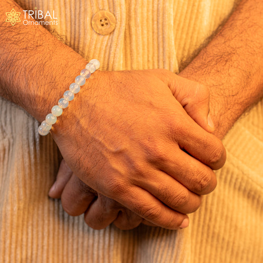 8 MM Opalite natural stone beaded handmade bracelet customized unisex Jewelry stnbr115 - TRIBAL ORNAMENTS