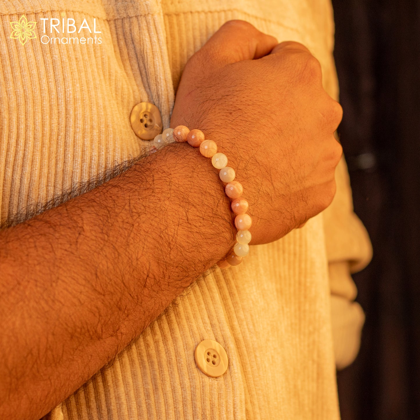 8 MM pink morganite natural stone beaded handmade bracelet, customized unisex Jewelry, stnbr162 - TRIBAL ORNAMENTS