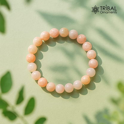 8 MM pink morganite natural stone beaded handmade bracelet, customized unisex Jewelry, stnbr162 - TRIBAL ORNAMENTS