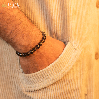 8 MM smoky quartz natural gemstone beaded handmade bracelet, customized unisex Jewelry, stnbr163 - TRIBAL ORNAMENTS