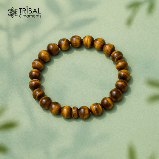 8 MM tiger eye natural crystal stone beaded handmade bracelet, customized unisex Jewelry, stnbr161 - TRIBAL ORNAMENTS
