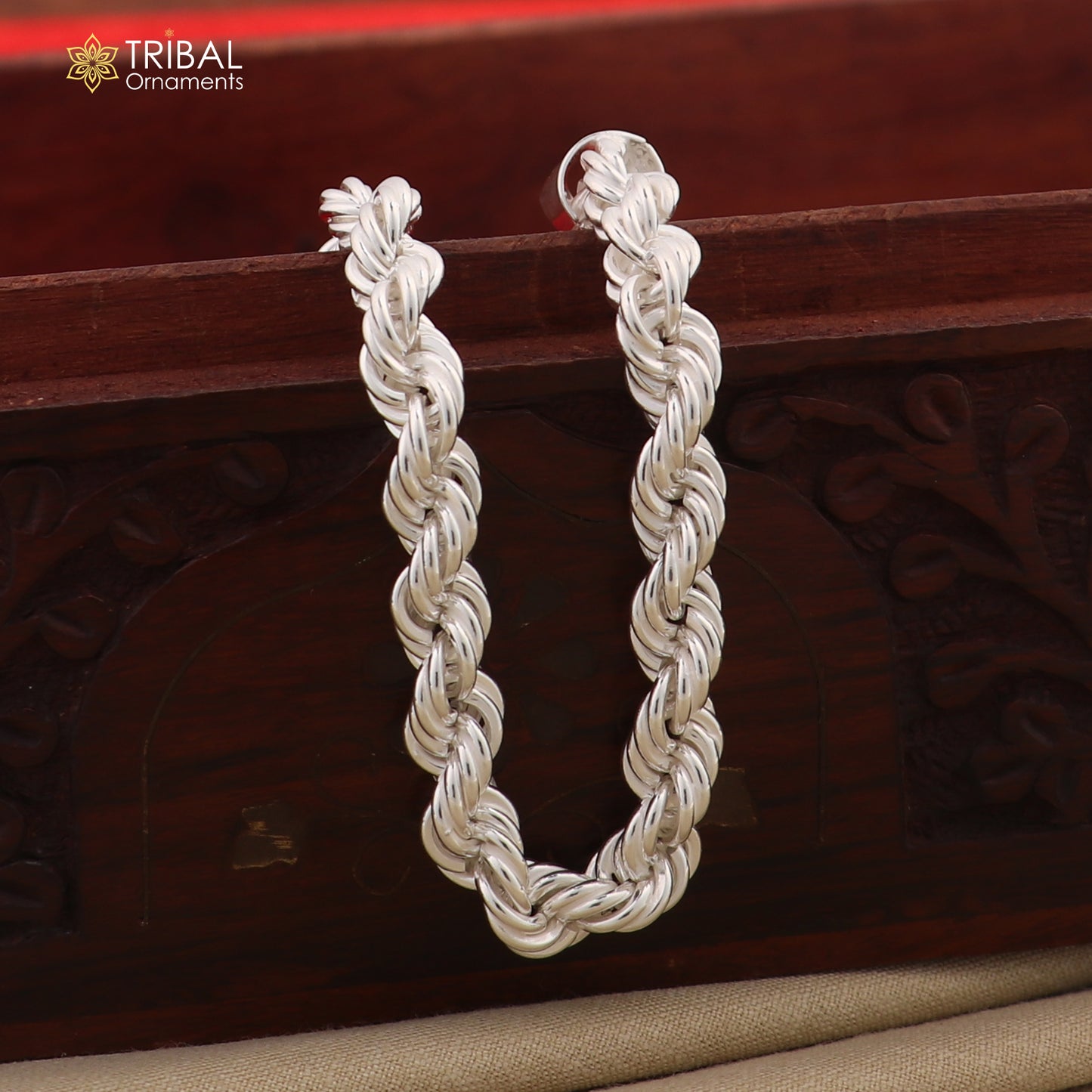 8mm 925 sterling silver men's rope chain bracelet, 8.5 inches, flexible heavy jewelry by TRIBAL ORNAMENTS.