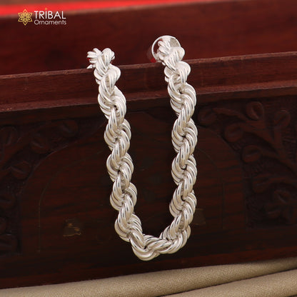 8mm 925 sterling silver men's rope chain bracelet, 8.5 inches, flexible heavy jewelry by TRIBAL ORNAMENTS.