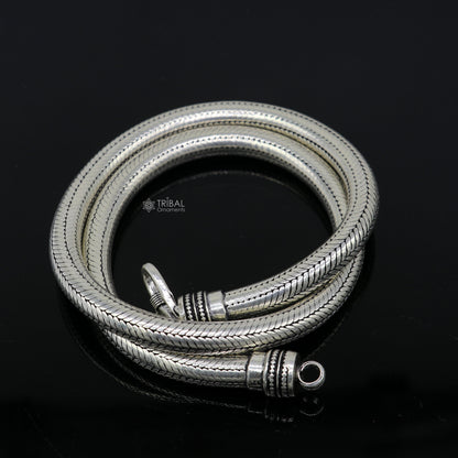 8mm solid sterling silver snake chain pendant necklace by TRIBAL ORNAMENTS, vintage oxidized jewelry with a stylish heavy chain design.