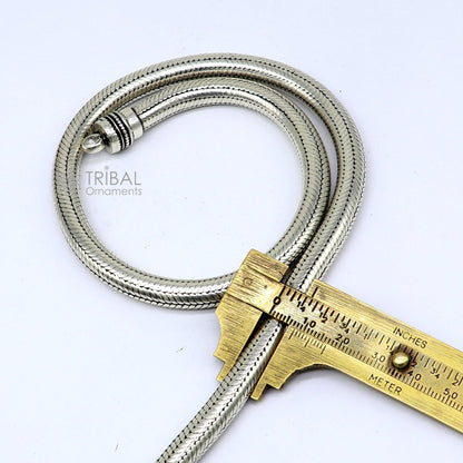 8mm solid 925 sterling silver snake chain necklace with oxidized vintage-style design from Tribal Ornaments.