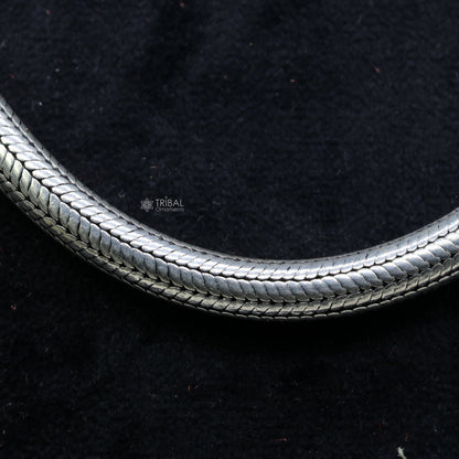 8mm solid sterling silver snake chain from TRIBAL ORNAMENTS, vintage oxidized necklace with pendant for stylish jewelry.