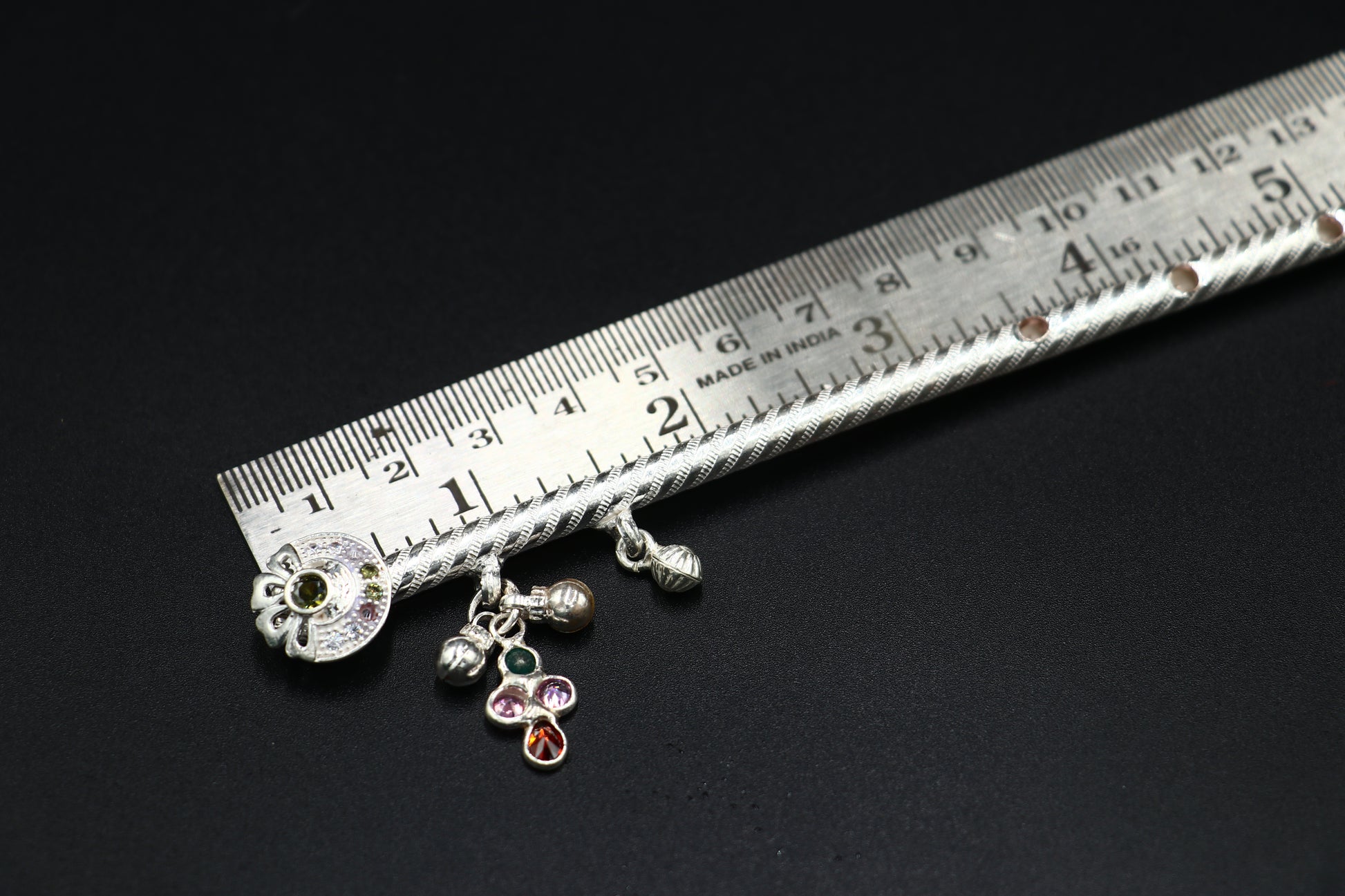 9"  925 sterling silver flower design bansuri laddu Gopala flute, Krishna flute su1373 - TRIBAL ORNAMENTS