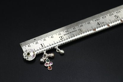 9"  925 sterling silver flower design bansuri laddu Gopala flute, Krishna flute su1373 - TRIBAL ORNAMENTS