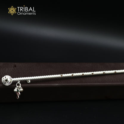 9"  925 sterling silver flower design bansuri laddu Gopala flute, Krishna flute su1373 - TRIBAL ORNAMENTS