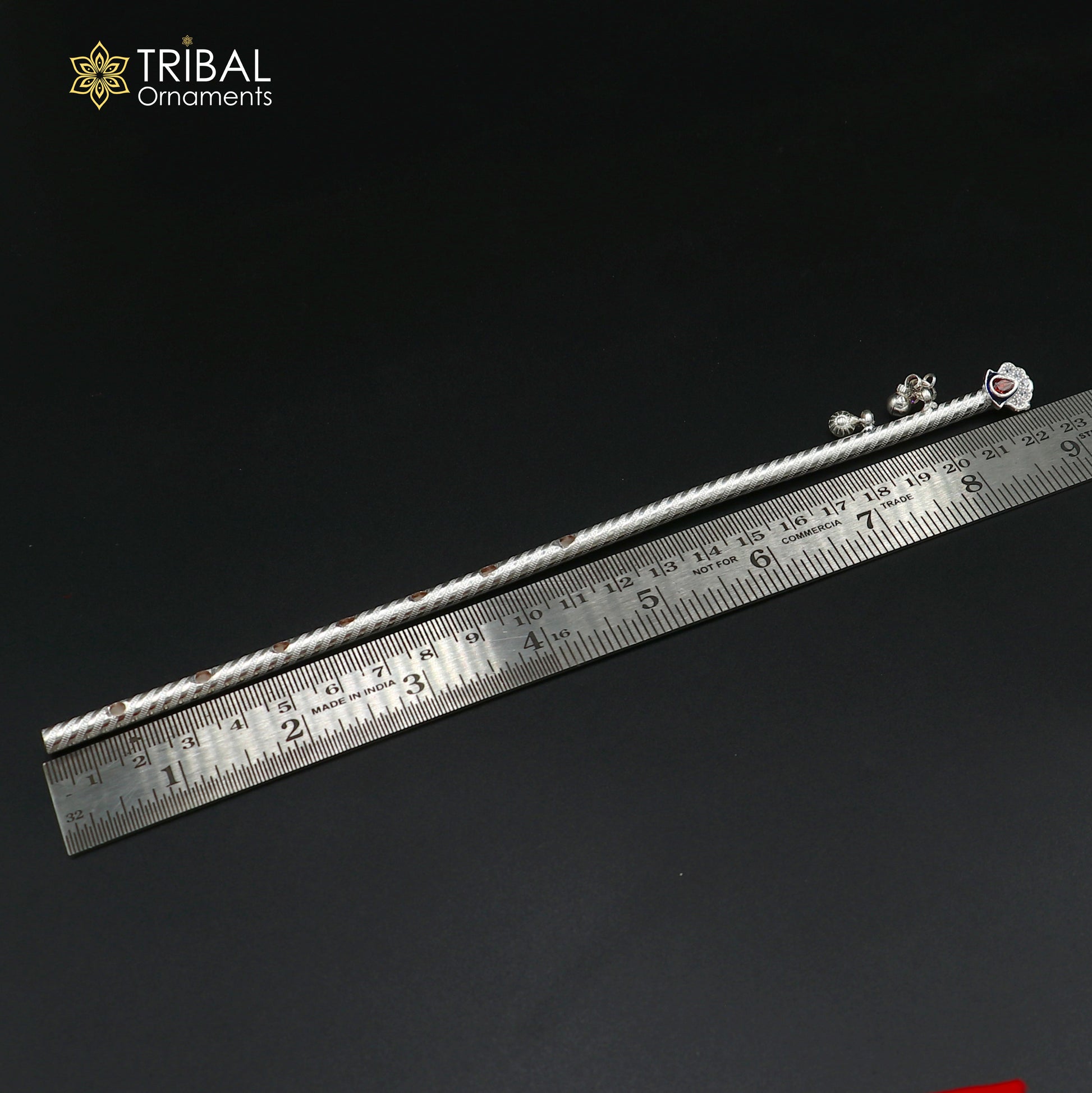 9"  925 sterling silver stylish design bansuri laddu Gopala flute, Krishna flute su1375 - TRIBAL ORNAMENTS