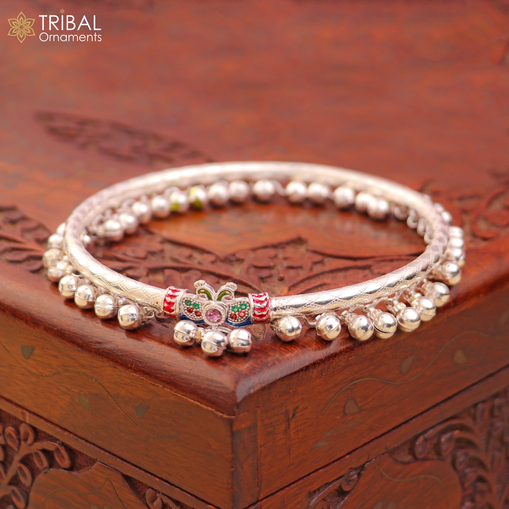 9 mm 925 sterling silver vintage peacock design foot ankle bracelet with noisy bells kada jewelry nsfk157 - TRIBAL ORNAMENTS