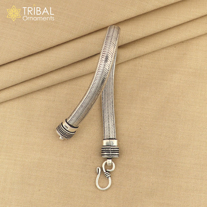 925 sterling silver snake chain bracelet with half-round D-shape design, personalized jewelry by TRIBAL ORNAMENTS