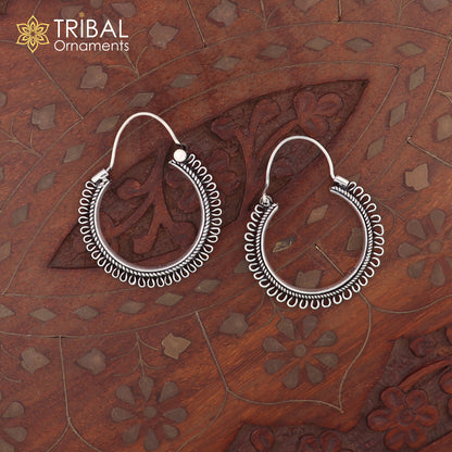 92.5 sterling silver gorgeous Exclusive design hoops hanging earrings fabulous silver ethnic tribal  functional earrings jewellery s1262 - TRIBAL ORNAMENTS