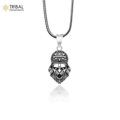 925 silver God Vishnu Narsimha pendant with oxidized finish, featuring intricate design, ideal for jewelry and religious gifting.