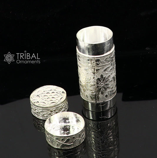 925 fine solid silver handmade small tobacco box, fennel box, storage box silver utensils, silver box, men's accessories stb857 - TRIBAL ORNAMENTS