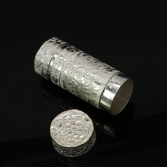 925 fine solid silver handmade small tobacco box, fennel box, storage box silver utensils, silver box, men's accessories stb857 - TRIBAL ORNAMENTS