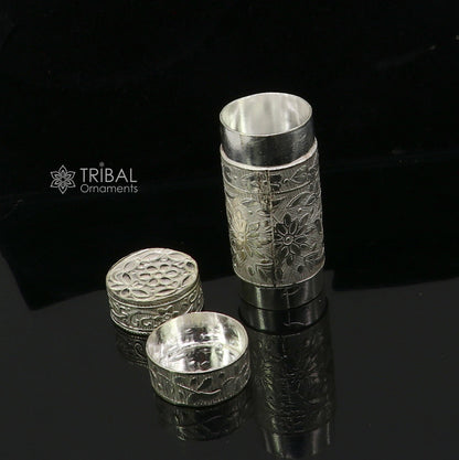 925 fine solid silver handmade small tobacco box, fennel box, storage box silver utensils, silver box, men's accessories stb857 - TRIBAL ORNAMENTS