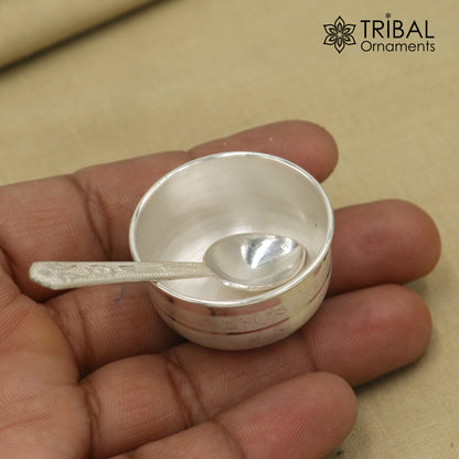 925 pure silver dinner set with tray, plates, bowls, spoons, glass, and kalash pot, from TRIBAL ORNAMENTS, for baby food dining.