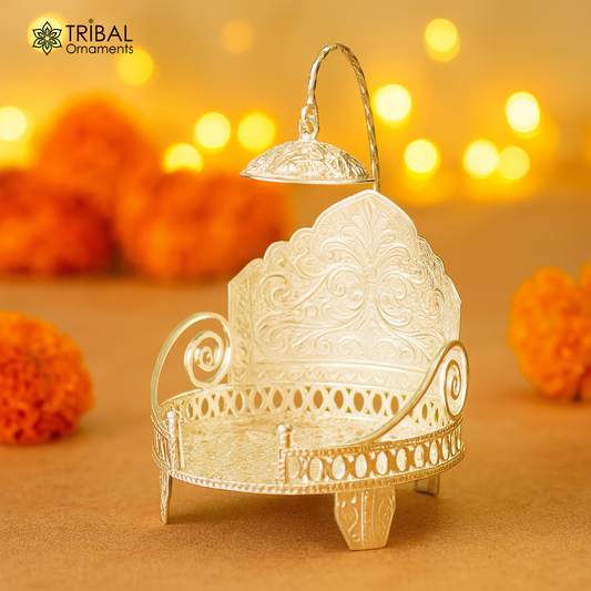 925 pure sterling silver Handmade Divine Singhasan, idol Silver throne, god statue's stand chair, temple art puja article india su487 - TRIBAL ORNAMENTS