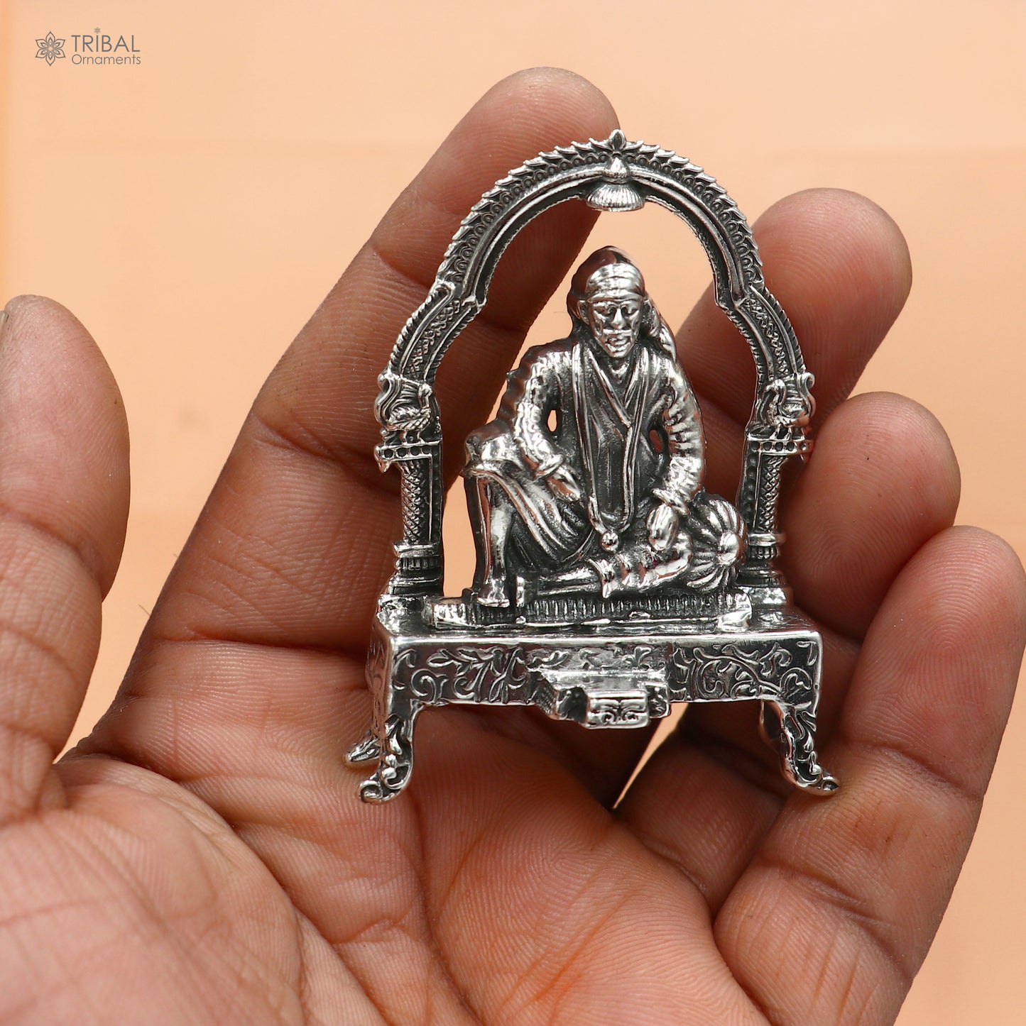 925 silver Om sai ram statue,sculpture home temple puja art, figurine art812 - TRIBAL ORNAMENTS