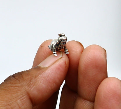 925 solid silver handmade Little Krishna idol, crawling baby statue for home temple puja, crafted by Tribal Ornaments.