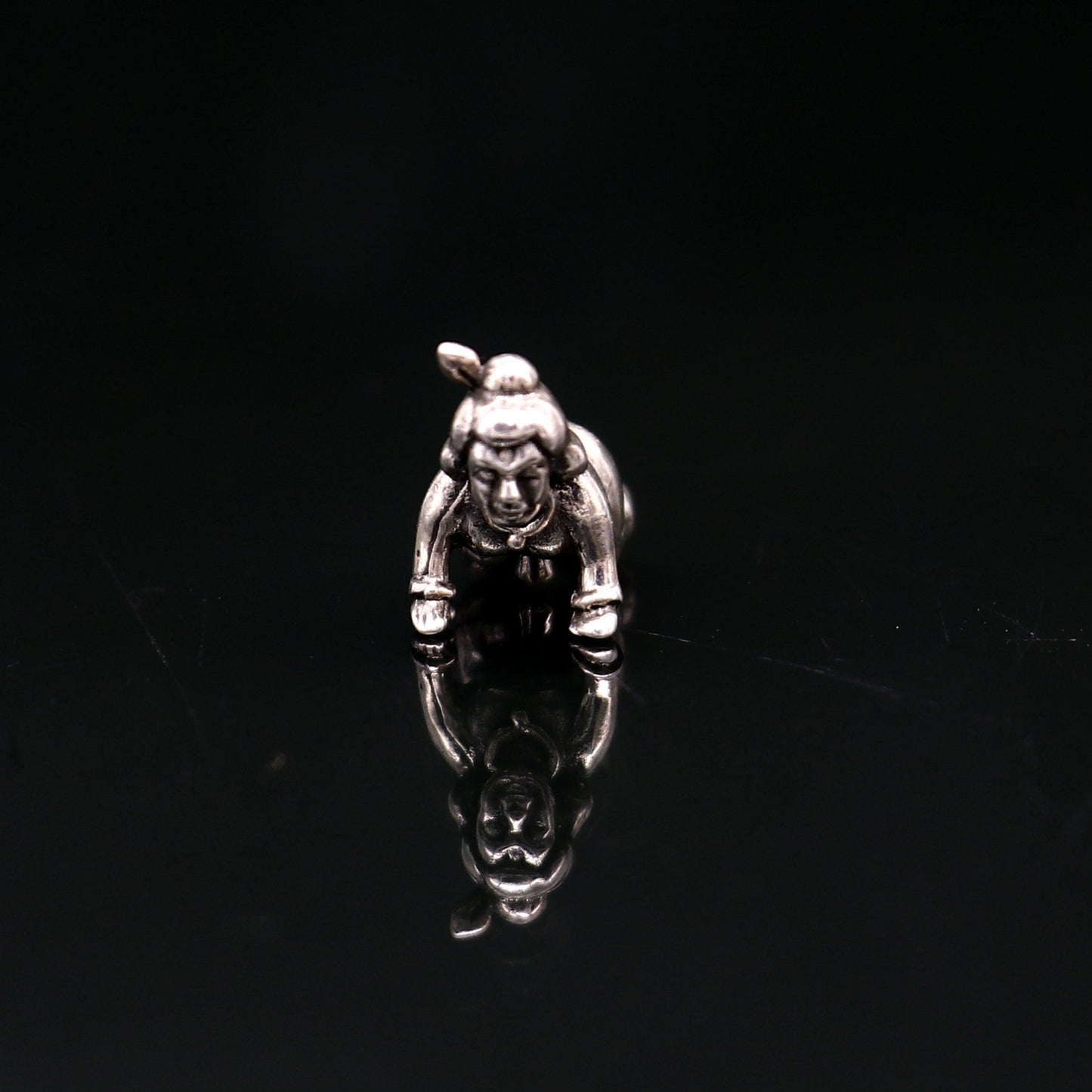 925 Solid silver handmade idol little Radha Rani,crawling Krishna small statue home temple puja article art40 - TRIBAL ORNAMENTS