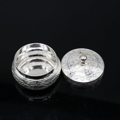 Vintage style 925 solid silver utensils jewelry trinket box with floral design, ideal for bridal or decorative storage by Tribal Ornaments.