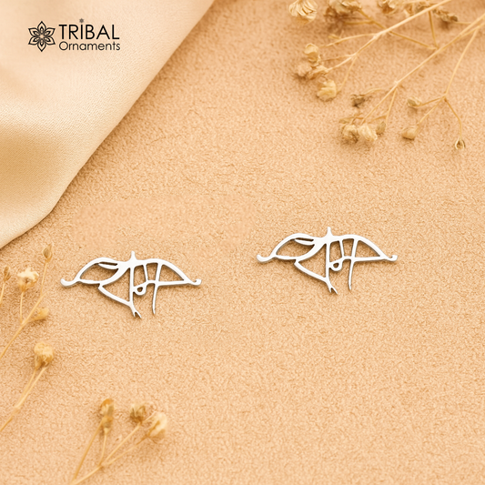 925 Solid sterling silver handmade stud indian idol lord rama fabulous design regional stud earring pair jewelry s-17 - TRIBAL ORNAMENTS
