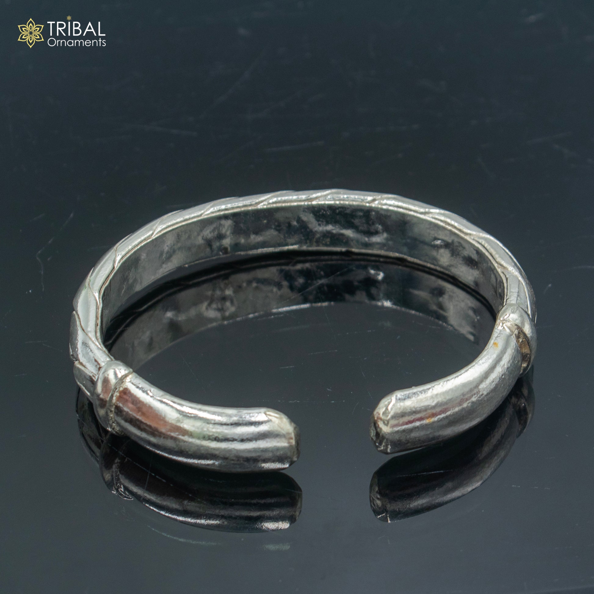 925 Solid Sterling silver heavy bangle bracelet kada men's jewelry nsk901 - TRIBAL ORNAMENTS