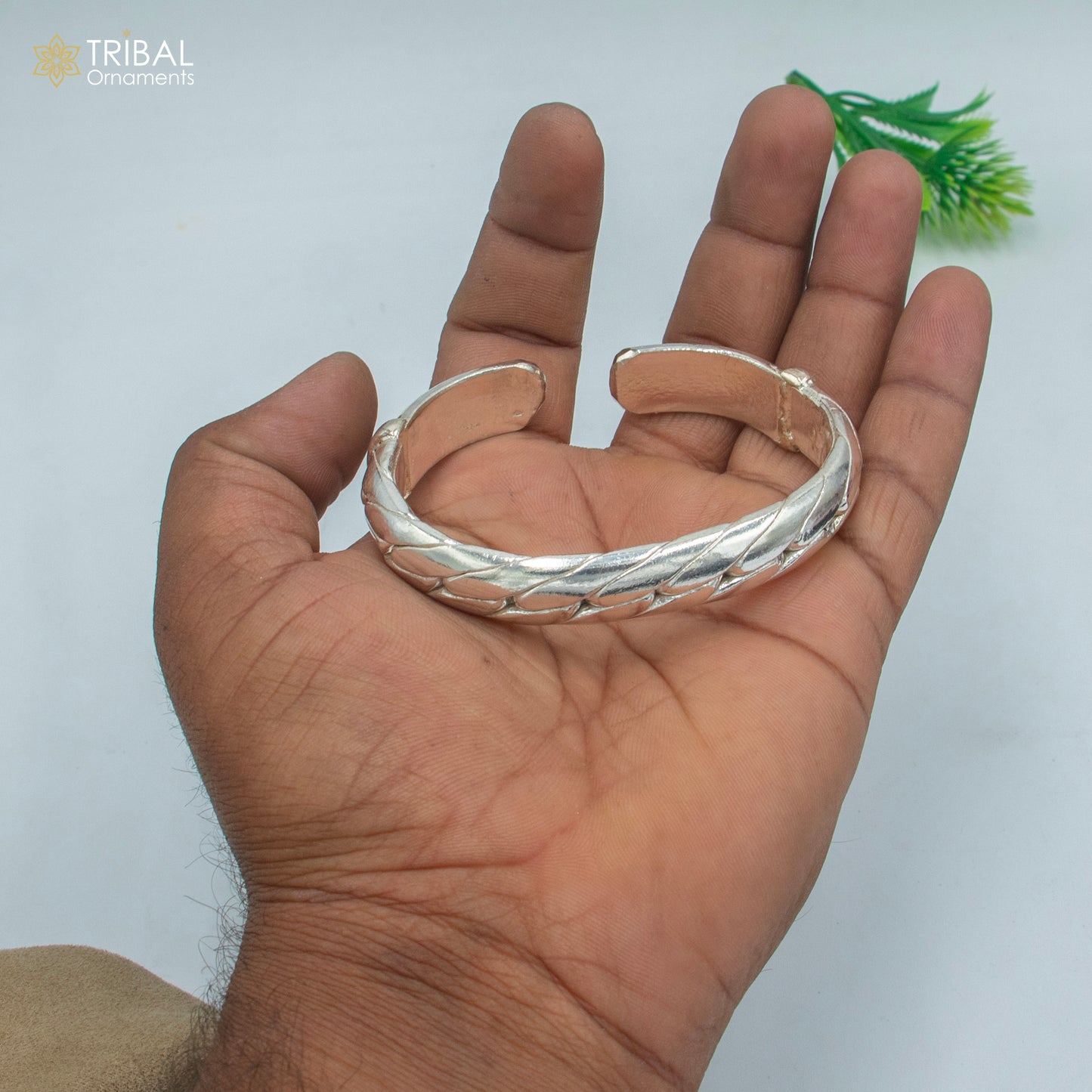 925 Solid Sterling silver heavy bangle bracelet kada men's jewelry nsk901 - TRIBAL ORNAMENTS