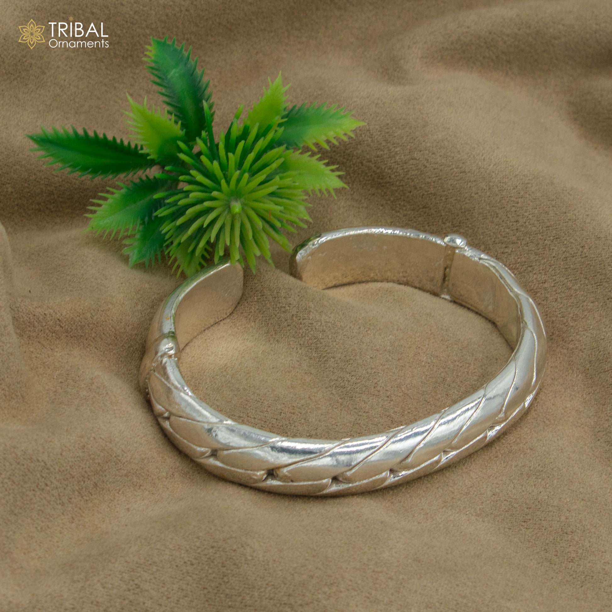 925 Solid Sterling silver heavy bangle bracelet kada men's jewelry nsk901 - TRIBAL ORNAMENTS