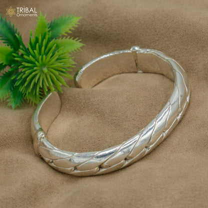 925 Solid Sterling silver heavy bangle bracelet kada men's jewelry nsk901 - TRIBAL ORNAMENTS