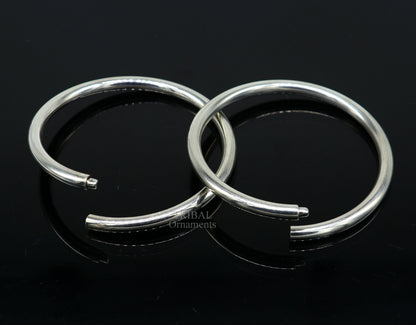 Sterling silver tribal bangle bracelet with plain round design, stylish jewelry for brides, customized by TRIBAL ORNAMENTS.