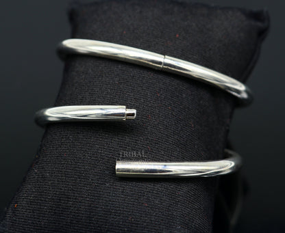 Sterling silver customized round design bangle bracelet by TRIBAL ORNAMENTS, stylish jewelry for brides and gifting.