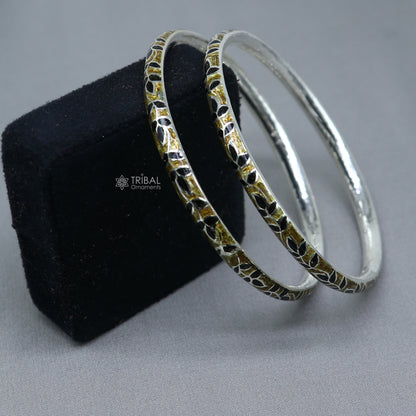 925 sterling silver Meenakari work designer bangle bracelet by TRIBAL ORNAMENTS, featuring intricate colorful patterns for bridal jewelry.