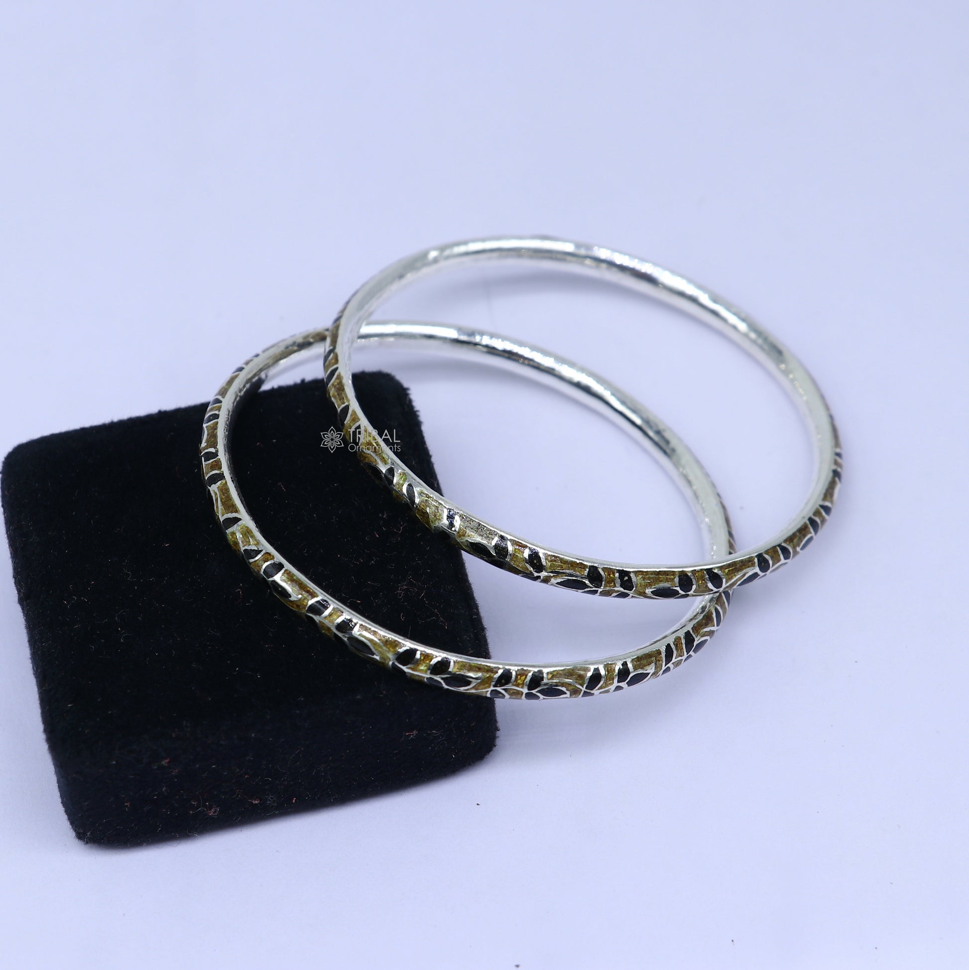 925 sterling silver meenakari work designer bangle bracelet with intricate patterns, ideal for gifting or bridal jewelry.