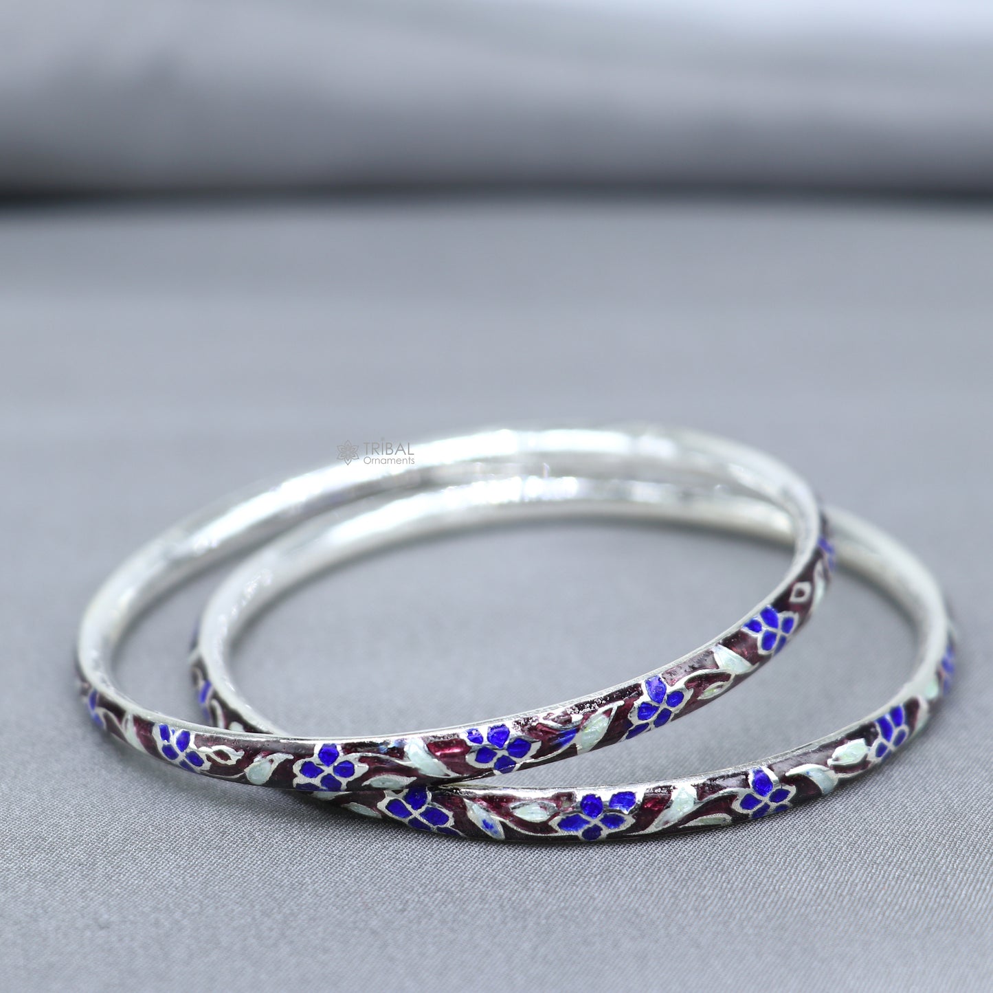 925 sterling silver Meenakari work designer bangle bracelet with intricate patterns, perfect for gifting or brides from Tribal Ornaments.