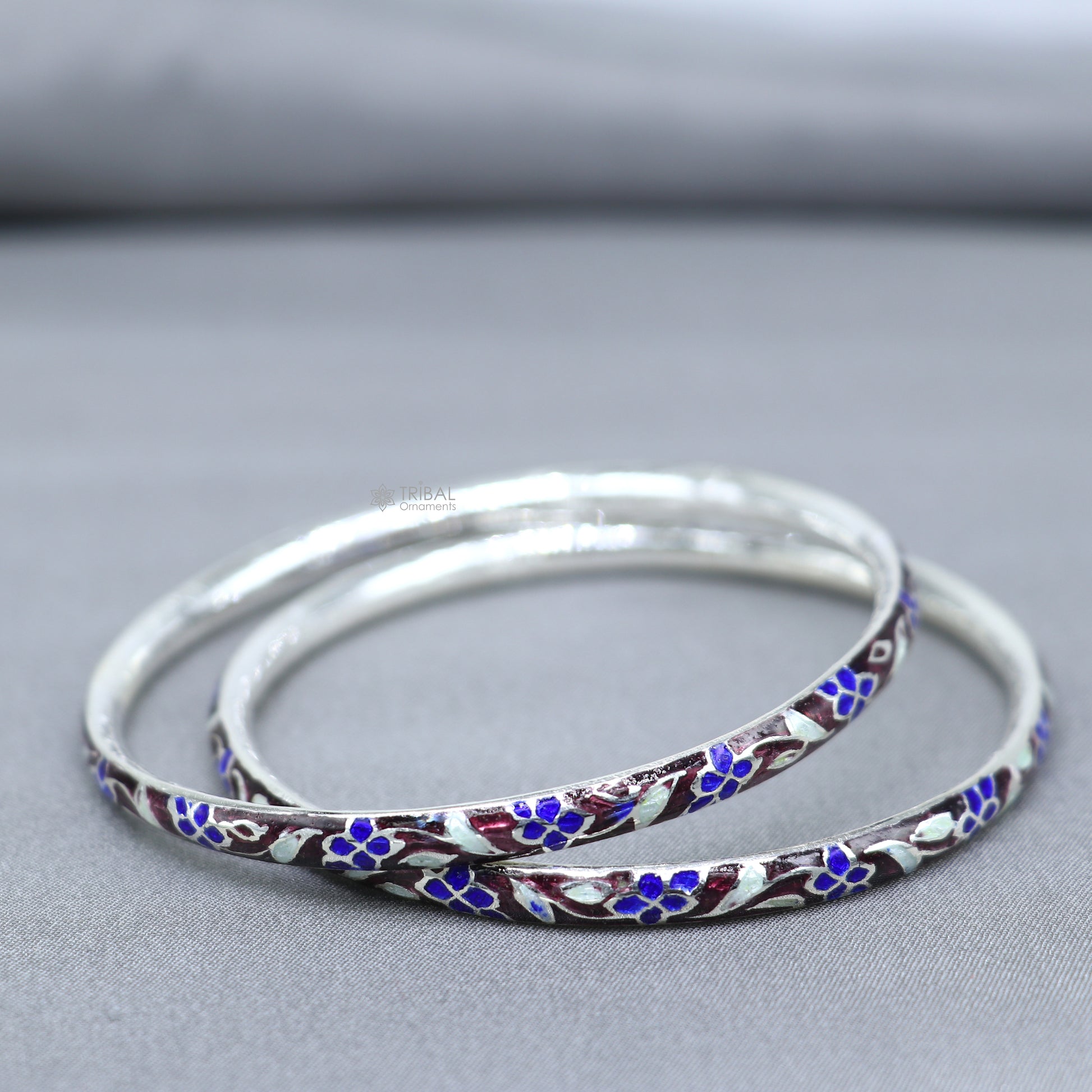 925 sterling silver Meenakari work designer bangle bracelet with intricate patterns, perfect for gifting or brides from Tribal Ornaments.