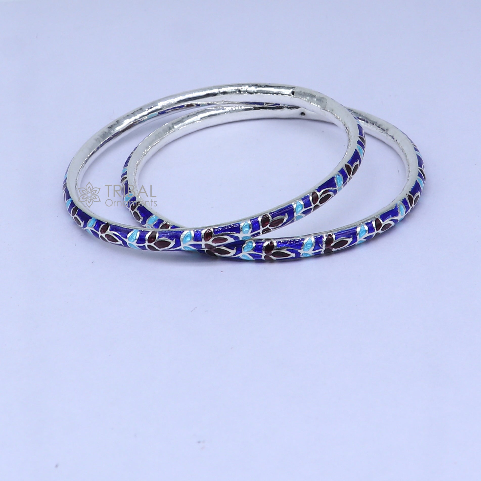 Sterling silver Meenakari work designer bangle bracelet by TRIBAL ORNAMENTS, featuring colorful traditional jewelry for brides.