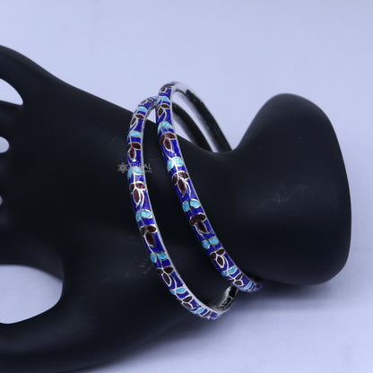 925 sterling silver meenakari bangle bracelet with intricate designer work, perfect for gifting or bridal jewelry by TRIBAL ORNAMENTS.