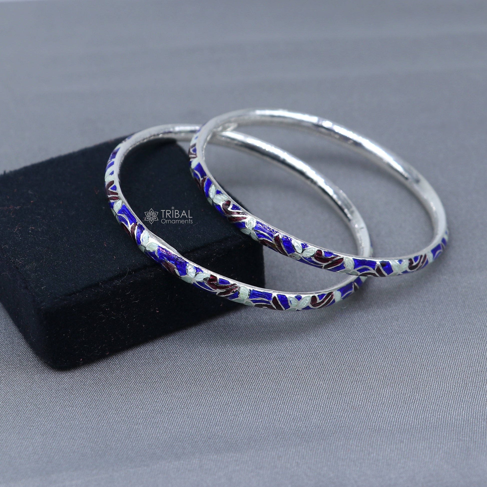 925 sterling meenakari  work designer bangle bracelet pure silver gifting jewelry, brides made bangles ba435 - TRIBAL ORNAMENTS