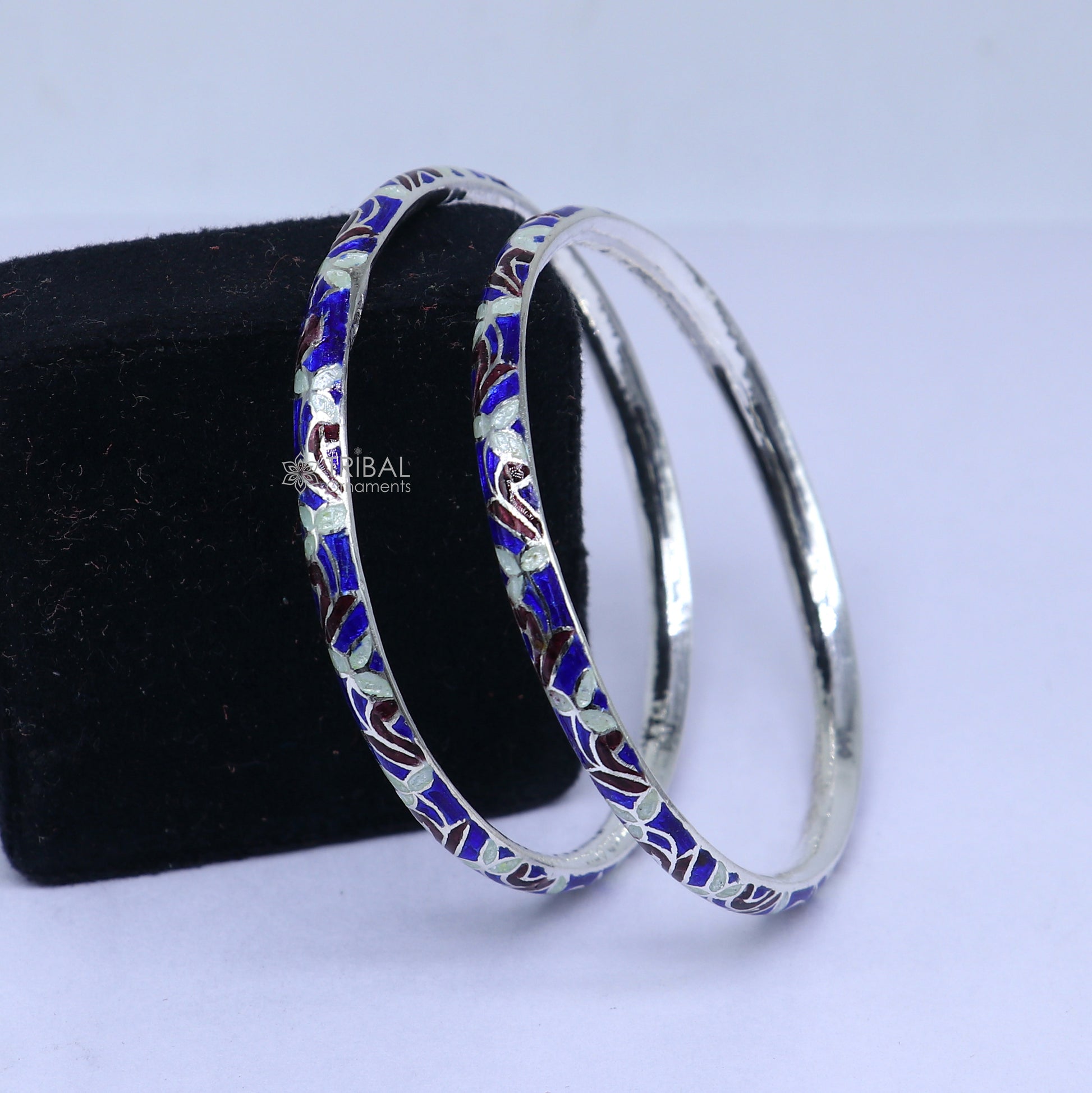 925 sterling meenakari  work designer bangle bracelet pure silver gifting jewelry, brides made bangles ba435 - TRIBAL ORNAMENTS