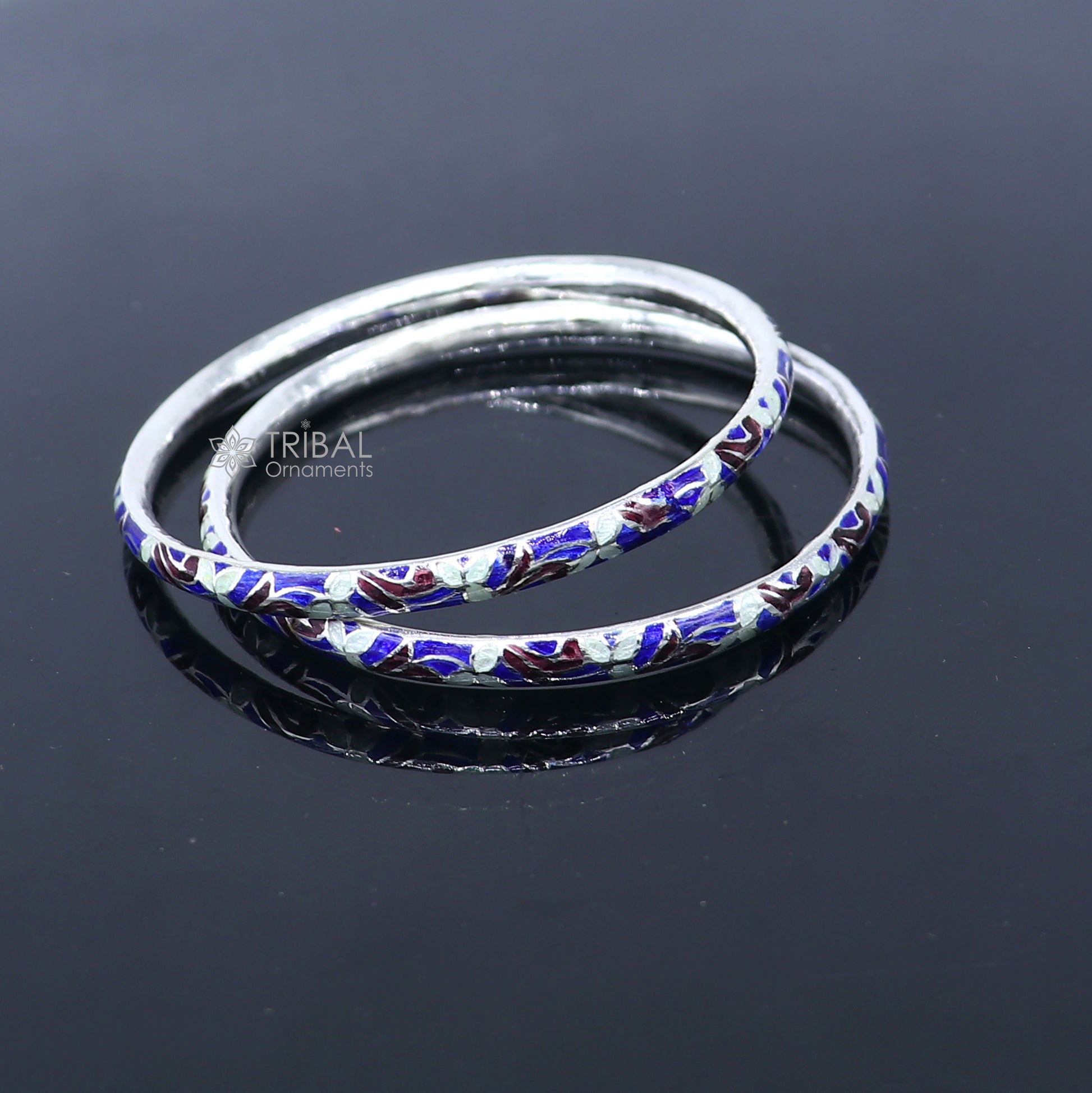 925 sterling meenakari  work designer bangle bracelet pure silver gifting jewelry, brides made bangles ba435 - TRIBAL ORNAMENTS
