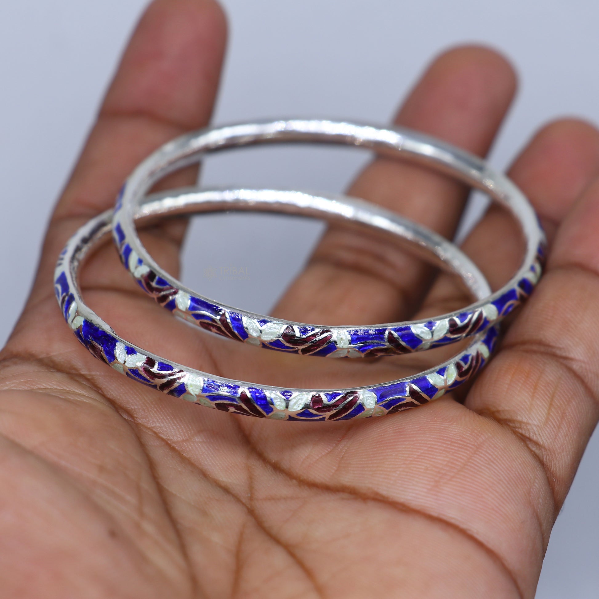925 sterling meenakari  work designer bangle bracelet pure silver gifting jewelry, brides made bangles ba435 - TRIBAL ORNAMENTS
